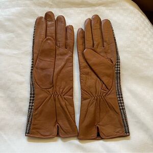 Merona Tan Leather Gloves with Houndstooth Accent